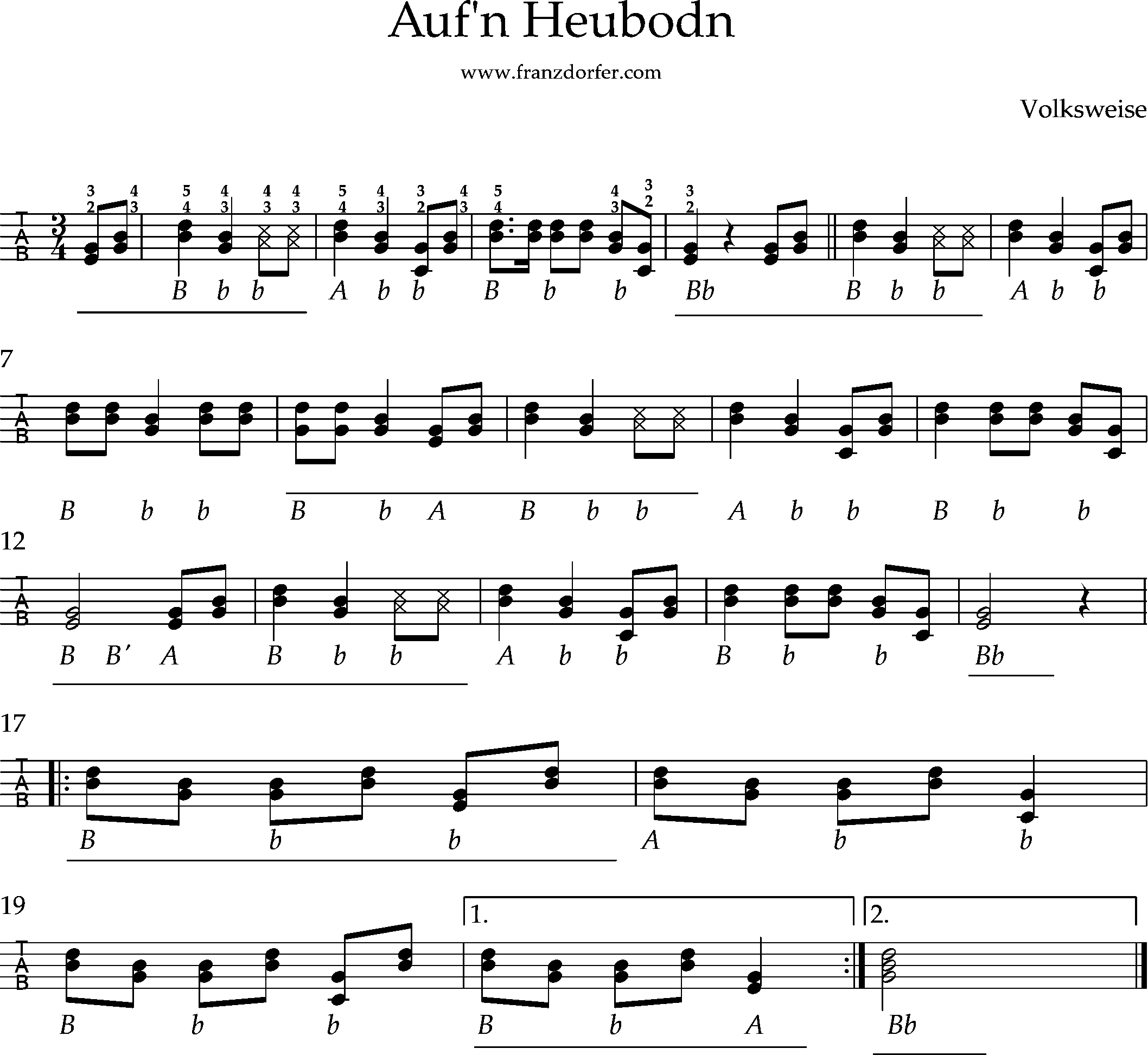Auf'n Heubodn-Griffschrift Auf'n Heubodn- lernen Steirische